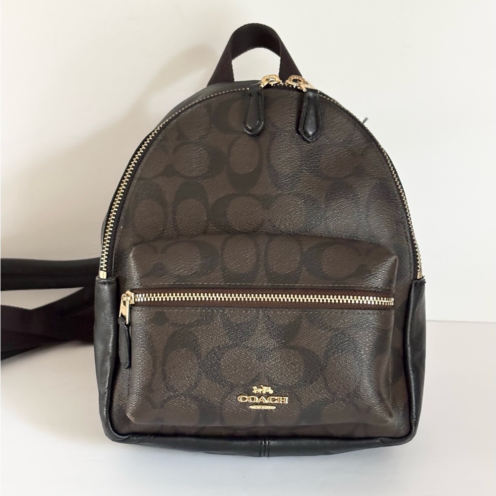 Coach Signature Brown Leather Backpack
